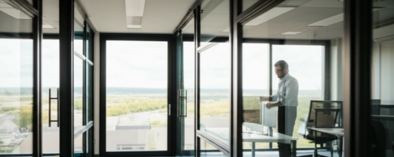 New, modern, and well-organized office with a panoramic view, symbolizing a successful relocation.