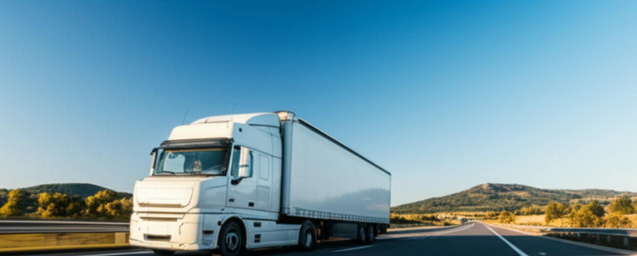 Camion da trasloco moderno e professionale in viaggio su un'autostrada europea, simbolo di un trasloco efficiente tra Germania e Italia.