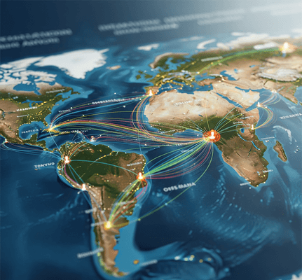 World map for international removals
