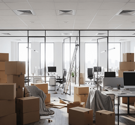 Modern office during a business relocation
